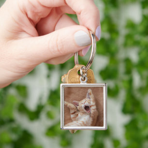 Cutest Baby Animals Ginger Kitten Yawning Key Ring
