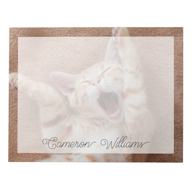 Cutest Baby Animals | Ginger Kitten Yawning Notepad (Front)