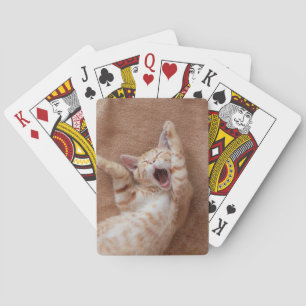 Cutest Baby Animals Ginger Kitten Yawning Playing Cards