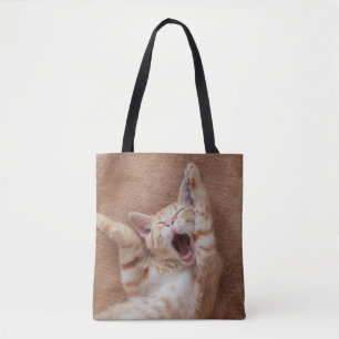 Cutest Baby Animals   Ginger Kitten Yawning Tote Bag