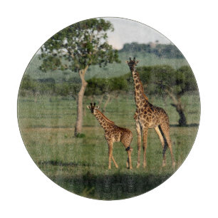 Cutest Baby Animals Giraffe Calf & Mama Cutting Board
