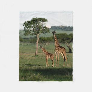 Cutest Baby Animals Giraffe Calf & Mama Fleece Blanket