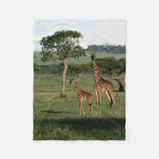 Cutest Baby Animals | Giraffe Calf & Mama Fleece Blanket (Front)