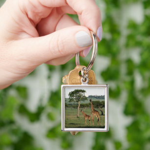 Cutest Baby Animals Giraffe Calf & Mama Key Ring