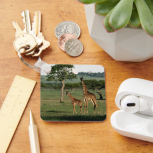 Cutest Baby Animals Giraffe Calf & Mama Key Ring