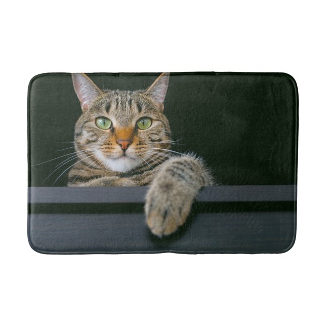 Cutest Baby Animals | Grey Tabby Cat Face Bath Mat (Front)