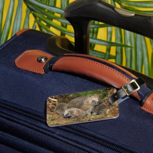 Cutest Baby Animals | Hedgehog Family Luggage Tag (Front Insitu 3)