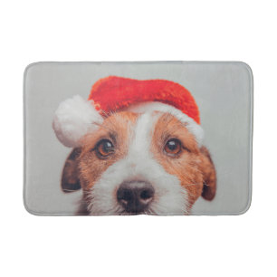 Cutest Baby Animals Jack Russell Dog Santa Claus Bath Mat