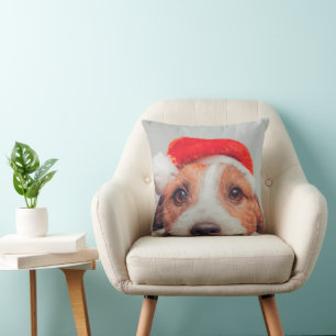 Cutest Baby Animals   Jack Russell Dog Santa Claus Cushion
