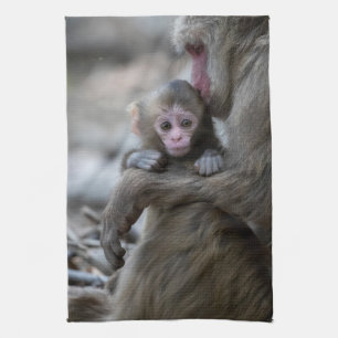 Cutest Baby Animals Japanese Monkey & Baby Tea Towel