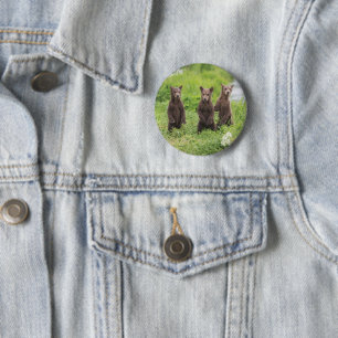 Cutest Baby Animals Kamchatka Brown Bear Cubs 6 Cm Round Badge