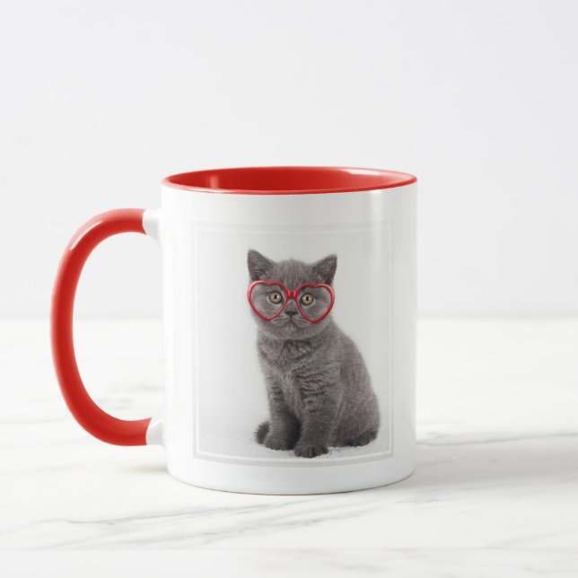 Cutest Baby Animals | Kitten Heart Glasses Mug (Left)