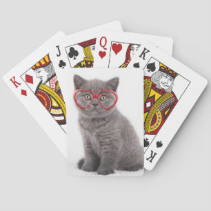 Cutest Baby Animals Kitten Heart Glasses Playing Cards