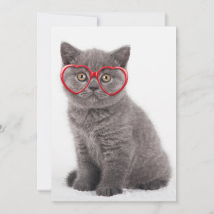 Cutest Baby Animals   Kitten Heart Glasses Thank You Card