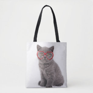 Cutest Baby Animals   Kitten Heart Glasses Tote Bag