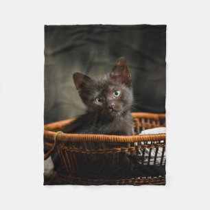 Cutest Baby Animals   Kitten in Basket Fleece Blanket