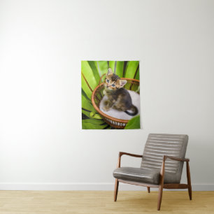 Cutest Baby Animals Kitten in Basket Tapestry
