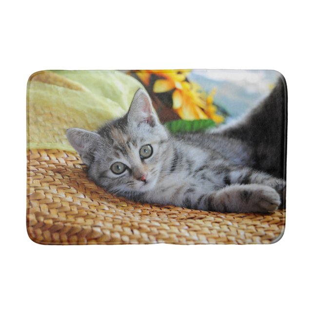 Cutest Baby Animals | Kitten Lounging Bath Mat (Front)