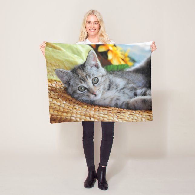 Cutest Baby Animals | Kitten Lounging Fleece Blanket (In Situ)