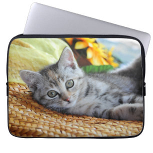 Cutest Baby Animals   Kitten Lounging Laptop Sleeve