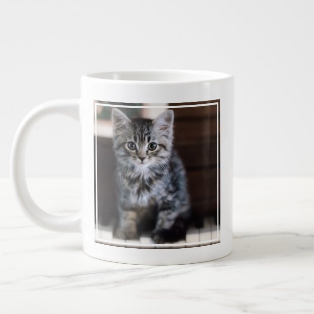 Cutest Baby Animals | Kitten on Piano Keys Large Coffee Mug (Left)