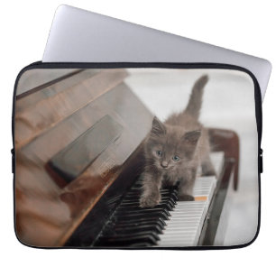 Cutest Baby Animals   Kitten on Piano Laptop Sleeve