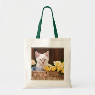 Cutest Baby Animals Kitten & Yellow Roses Tote Bag