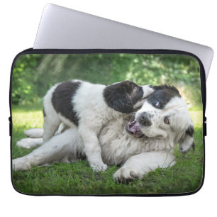 Cutest Baby Animals Landseer Puppy Laptop Sleeve