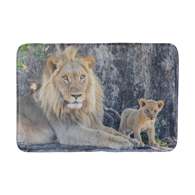 Cutest Baby Animals | Lion Dad & Cub Bath Mat (Front)