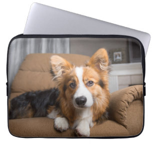 Cutest Baby Animals Long Hair Corgi Puppy Laptop Sleeve