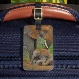 Cutest Baby Animals   Mama Elephant & Baby Luggage Tag