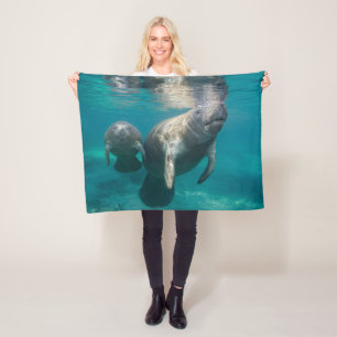 Cutest Baby Animals   Manatee & Baby Fleece Blanket