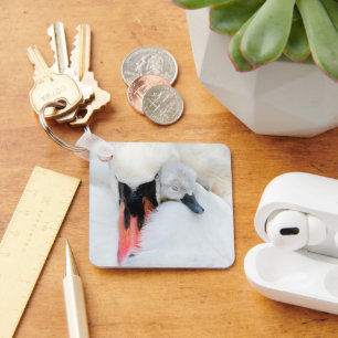 Cutest Baby Animals Mother & Baby Mute Swan Key Ring