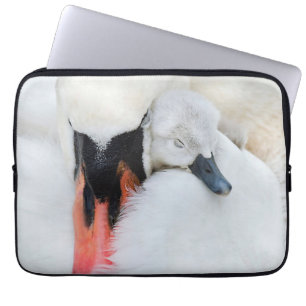 Cutest Baby Animals Mother & Baby Mute Swan Laptop Sleeve
