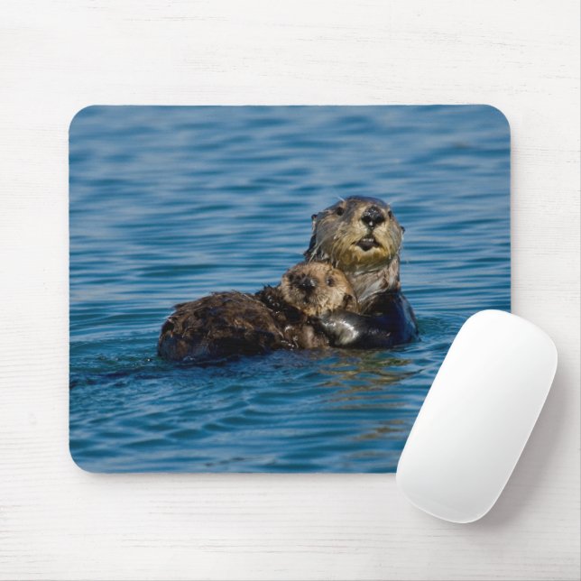 Cutest Baby Animals | Mother & Baby Sea Otter Mouse Pad (With Mouse)