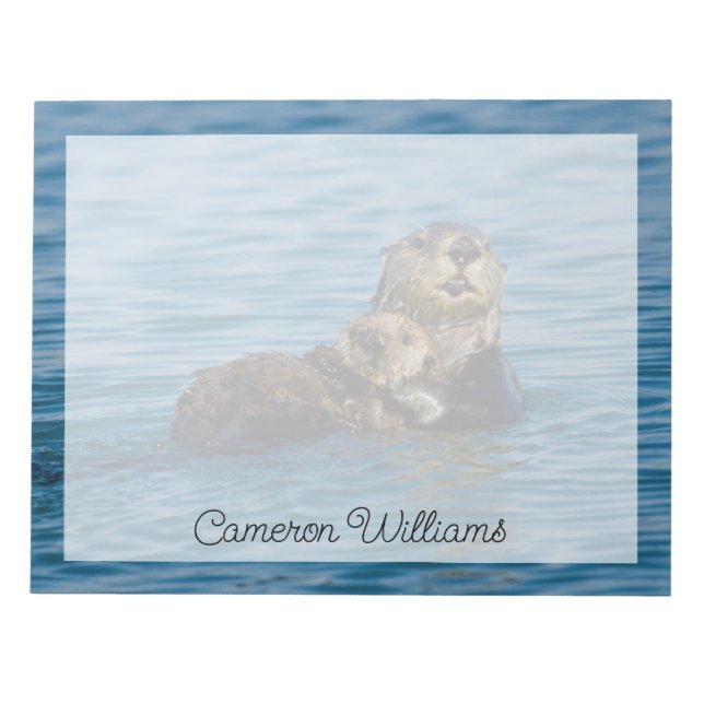 Cutest Baby Animals | Mother & Baby Sea Otter Notepad (Front)
