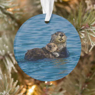 Cutest Baby Animals   Mother & Baby Sea Otter Ornament