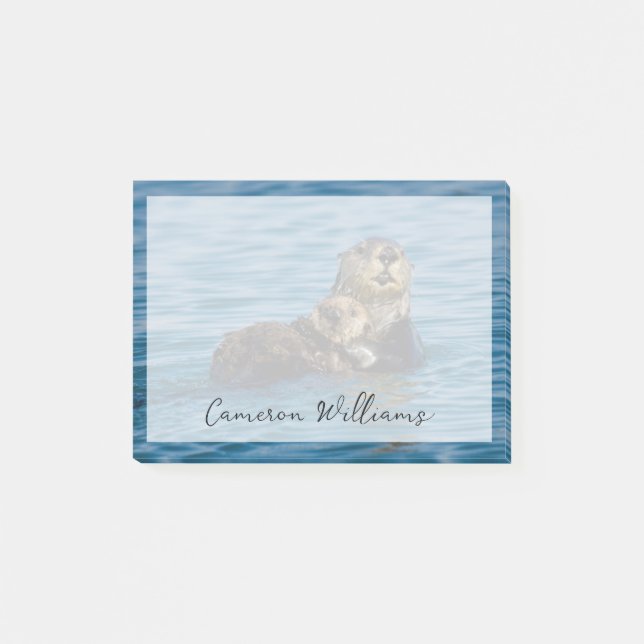 Cutest Baby Animals | Mother & Baby Sea Otter Post-it Notes (Front)