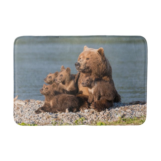 Cutest Baby Animals | Mother Bear & Cubs Bath Mat (Front)