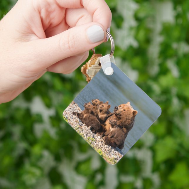 Cutest Baby Animals | Mother Bear & Cubs Key Ring (Hand)