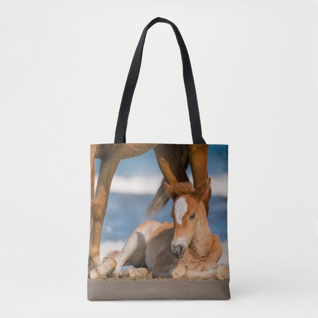 Cutest Baby Animals | Newborn Corolla Wild Horse Tote Bag (Front)