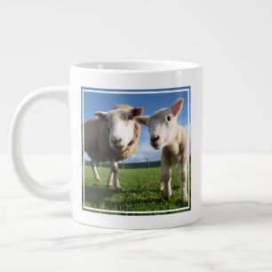 Cutest Baby Animals Newborn Lamb & Mama Large Coffee Mug