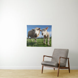 Cutest Baby Animals Newborn Lamb & Mama Tapestry