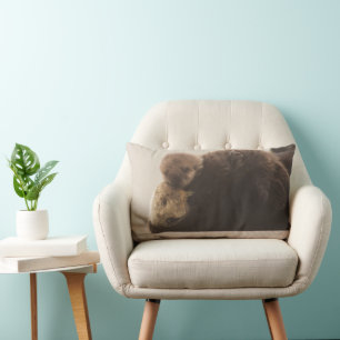 Cutest Baby Animals Newborn Otter Pup Lumbar Cushion