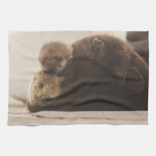 Cutest Baby Animals Newborn Otter Pup Tea Towel
