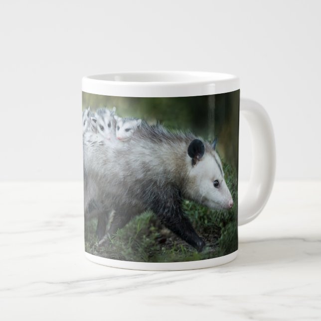 Cutest Baby Animals | Opossum Mum & Kids Large Coffee Mug (Front Right)