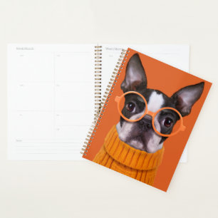 Cutest Baby Animals   Orange Boston Terrier Planner
