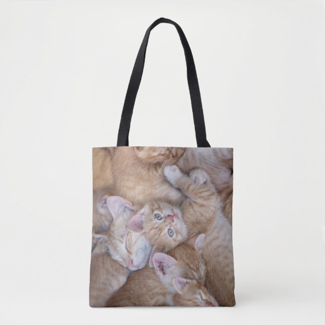Cutest Baby Animals | Orange Kitten Pile Tote Bag (Front)