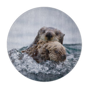 Cutest Baby Animals Otter Baby & Mother Cutting Board