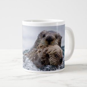 Cutest Baby Animals   Otter Baby & Mother Large Coffee Mug